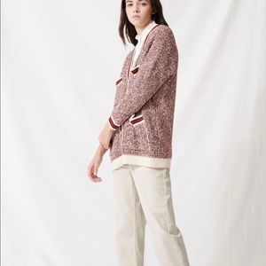Maje nwt red tweed cardigan